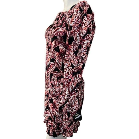 Juniors XL 14/16 Long Sleeve Butterfly Dress Square Neck Colorful Ruffles NWT - Picture 2 of 6